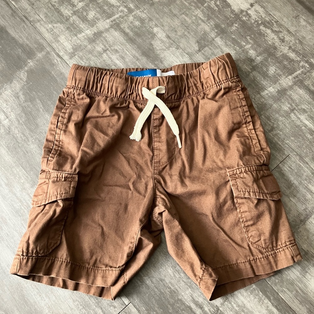 Boys Brown Cargo Shorts with Drawstring